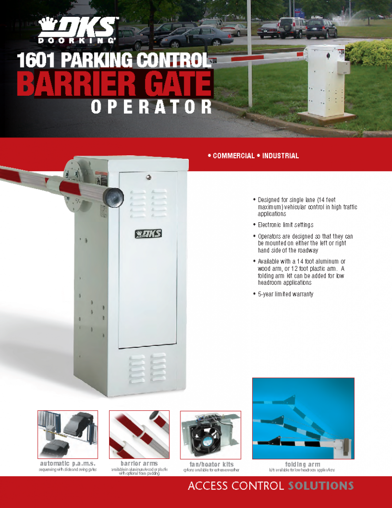 DoorKing 1601 Parking Control Barrier Gate Operator – Southeast Access ...